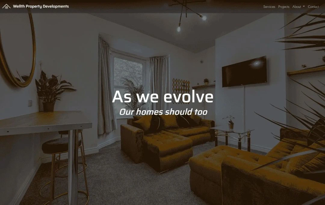 screenshot of the Wellth Property Developments website homepage